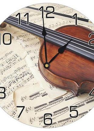 Годинник настінний круглий, 36 см скрипка