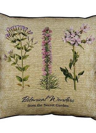 Подушка декоративна 45х45 см (мішковина) botanical wonders from the secret garden