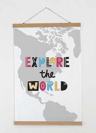 Тканинний постер на стіну explore the world