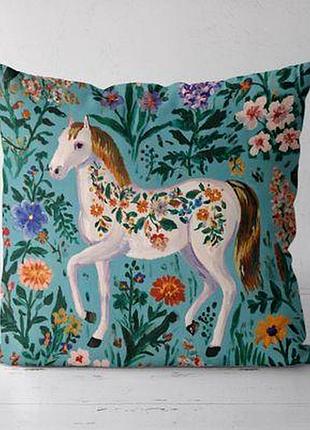 Подушка декоративна (soft) 45x45 см квітковий кінь
