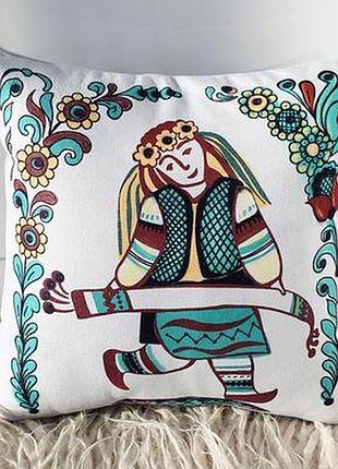 Подушка для дивана 45х45 см гуцулка (косівські мотиви)