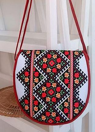 Молодіжна сумка saddle український квітковий орнамент