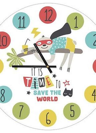 Годинник настінний круглий, 36 см it is time to save the world