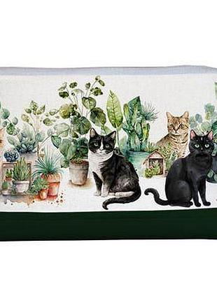 Косметичка дорожня жіноча lovely котики та вазони