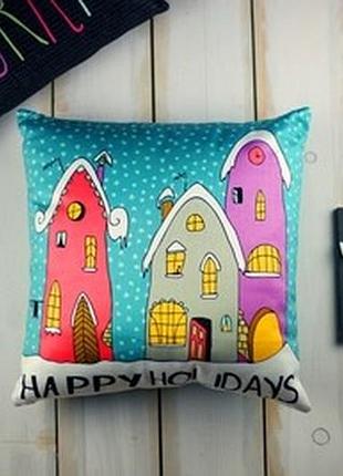 Подушка для дивану (оксамит) 45х45 см happy holidays