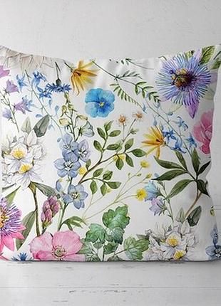 Подушка декоративна (soft) 45x45 см дзвіночки та волошки