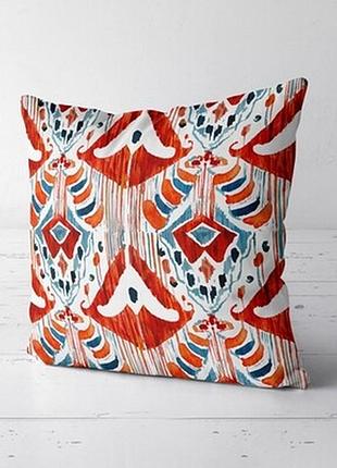 Подушка декоративна (soft) 45x45 см червоний етно орнамент