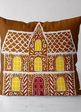 Подушка декоративна (soft) 45x45 см пряничний будиночок