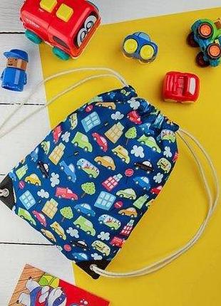 Рюкзак-мішок mini машинки на синьому фоні