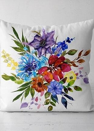 Подушка декоративна (soft) 45x45 см яскраві барви квітів