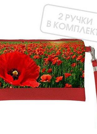 Клатч через плече червоні маки