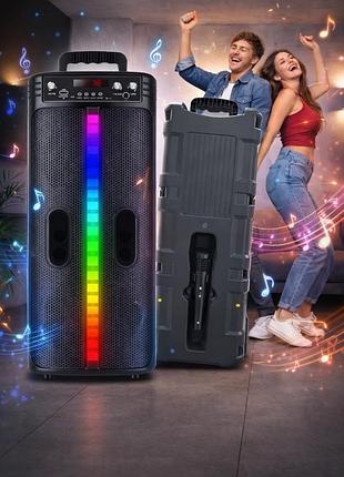 Портативная беспроводная bluetooth колонка-караоке ttd-2806 rgb-подсветка, микрофон, пульт ду