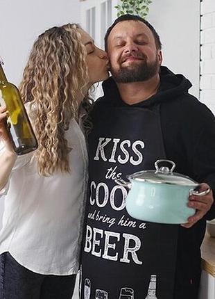 Фартух повнокольоровий сolorful kiss the cook and bring him a beer
