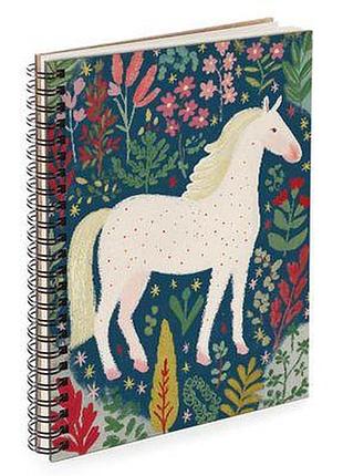 Блокнот sketchbook (прямокут.) білий кінь на галявині