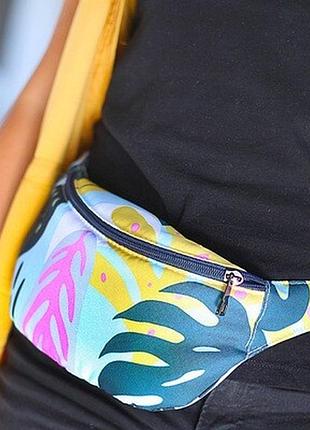 Сумка бананка bumbag тропічне листя