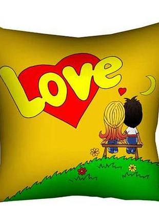 Подушка з принтом 40х40 см love is (жовта)
