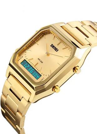 Наручные мужские часы skmei 1220 tango золотые