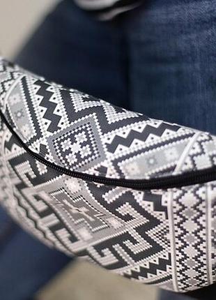 Сумка бананка bumbag орнамент сірий