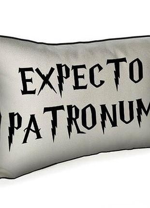 Подушка декоративна 45х32 см (мішковина) expecto patronum біла