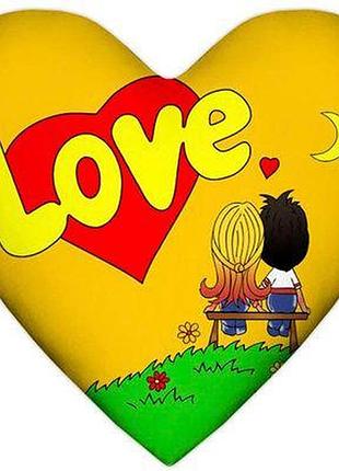 Подушка серце love, жовта