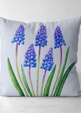 Подушка декоративна (soft) 45x45 см весняні квіти мускарі