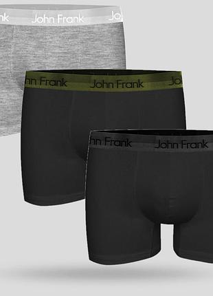 Набор трусов боксеров для мужчин john frank jf3bpb02 3 шт в подарочной упаковке, турецкое нижнее белье хлопок l