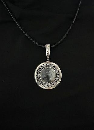 Кулон зі срібла з моховим агатом хартов 3241