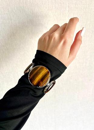 Браслет из серебра с камнем тигровое глаз хартов 4291