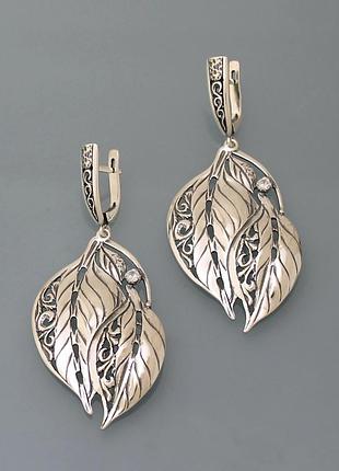 Серьги из серебра 925 пробы с цирконием хартов 2699