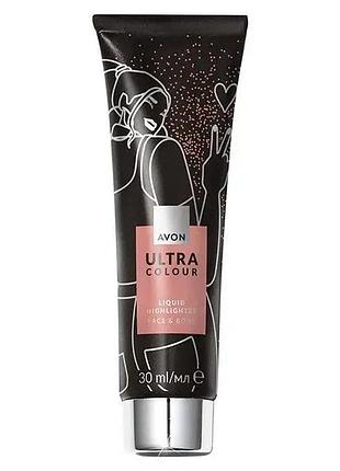 Avon рідкий хайлайтер для обличчя і тіла ultra colour платинова бронза / platinum bronze 30мл