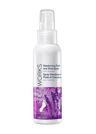 Avon foot works лавандовий спрей для стоп і взуття 100мл