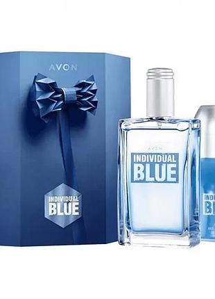 Avon individual blue подарунковий набір для чоловіків edt 100мл + дезодорнат roll-on 50мл