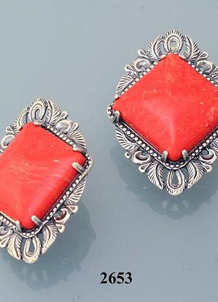 Серьги из серебра с реконструкцией коралла хартов 2653