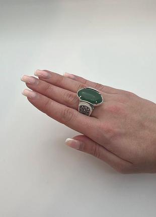 Кольцо из серебра с зеленым авантюрином хартов 1763