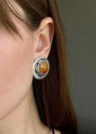 Серьги из серебра с сердечником хартов 2505
