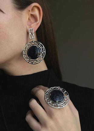 Серьги из серебра с авантюрином ночь каира хартов 2368