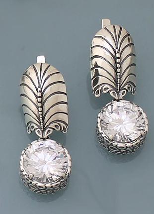 Серьги из серебра 925 пробы с цирконием хартов 2754