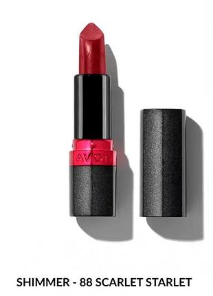 Avon зволожувальна мерехтлива губна помада «ультра» , 88 scarlet starlet- 88 зірковий червоний, 3,6 г