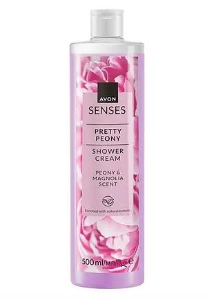 Avon senses крем-гель для душу «ніжна півонія»,500 мл