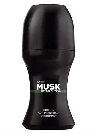 Avon дезодорант-антиперспірант з кульковим аплікатором musk metropolitano (50 мл)