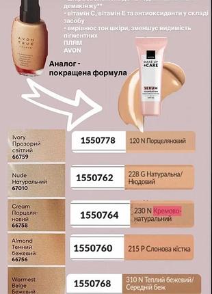 Avon тональний крем-сироватка для обличчя spf30 блідо-рожевий 115р 30мл