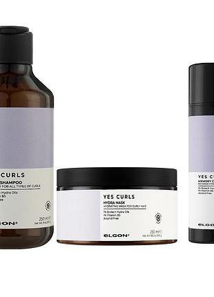 Набор для формирования и увлажнения кудрявых волос elgon yes curls шампунь 250 мл, маска 250 мл, крем для локонов 150 мл