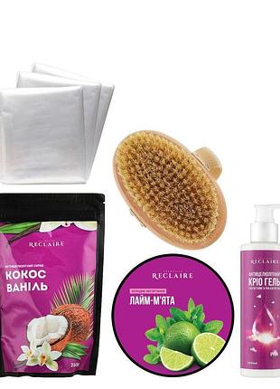 Літній антицелюлітний набір summer anti-cellulite box light з 3 парами штанів для обгортання reclaire