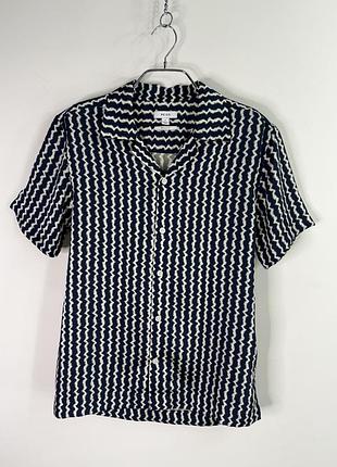 Reiss mayday short sleeved cuban wavy striped shirt s size