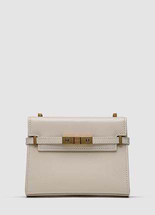 Жіноча сумка saint laurent manhattan mini leather shoulder bag cream
