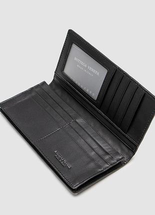 Портмоне bottega veneta intrecciato bi-fold wallet large чёрное 19 х 9 х 2 см
