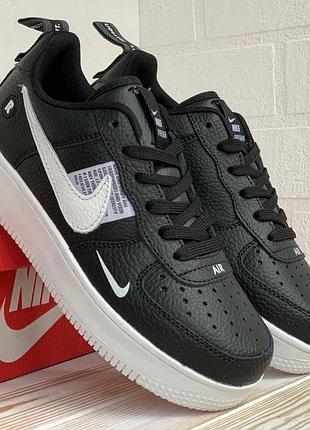 Nike air force black white женские кроссовки черные с белым размер 40/25,5см