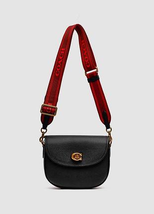 💎 coach polished pebble willow saddle bag black 22 x 18 x 7 см