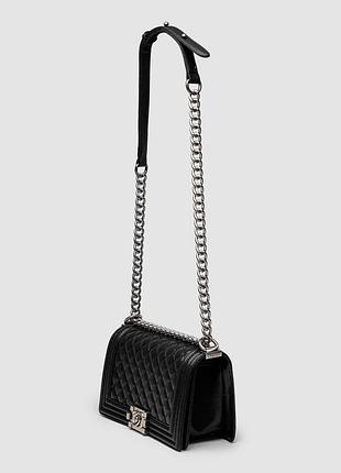 💎 chanel medium boy black/silver caviar rhw 24.5 х 14 х 8 см