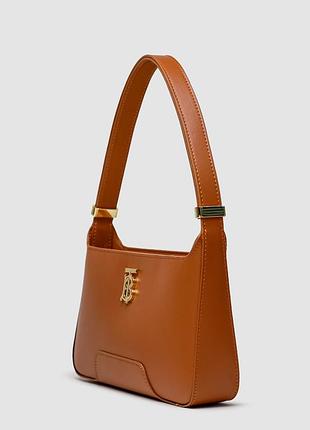 Женская кожаная сумка burberry leather tb shoulder bag коричневая 28 х 16.5 х 6 см